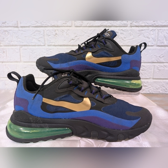 Nike Air Max 270 React Deep Royal Blue/University Gold Men's Size 10.5 Shoes